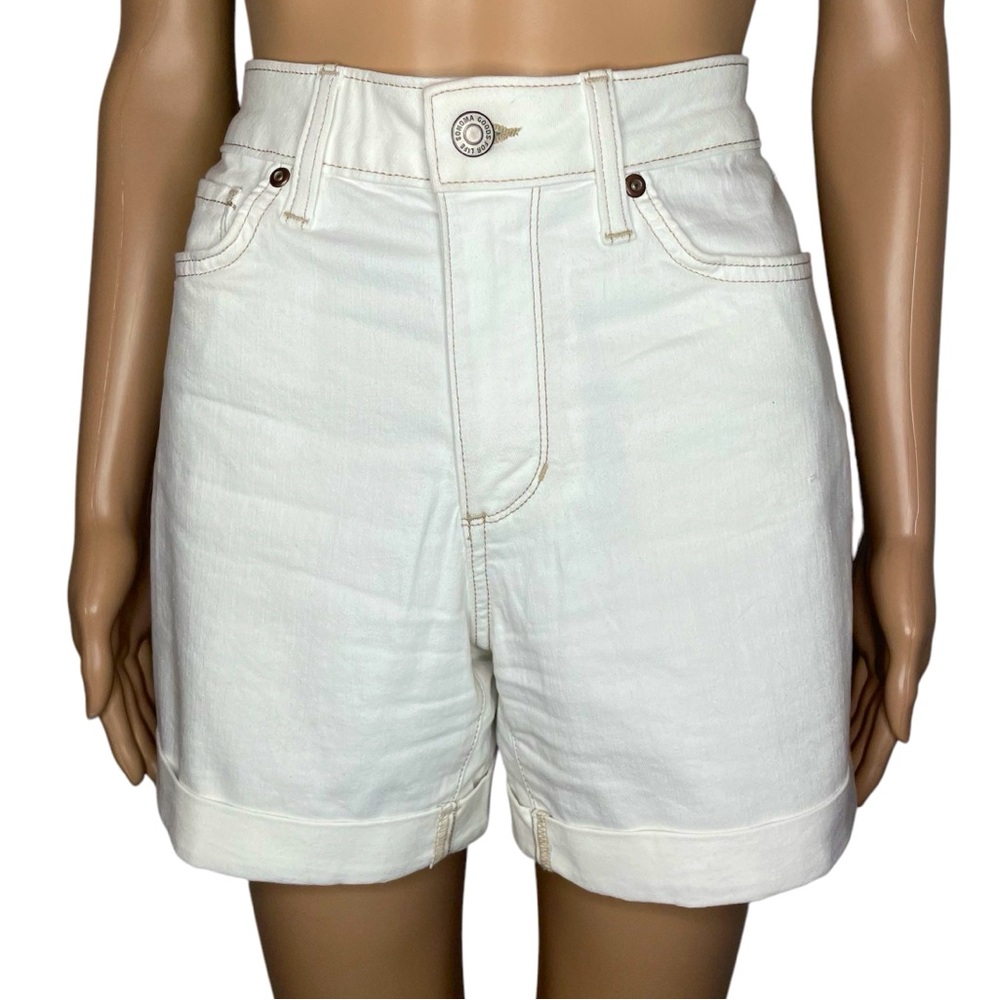 NWOT Sonoma Goods For Life Solid White High Rise Denim Cuffed Jean Short Shorts